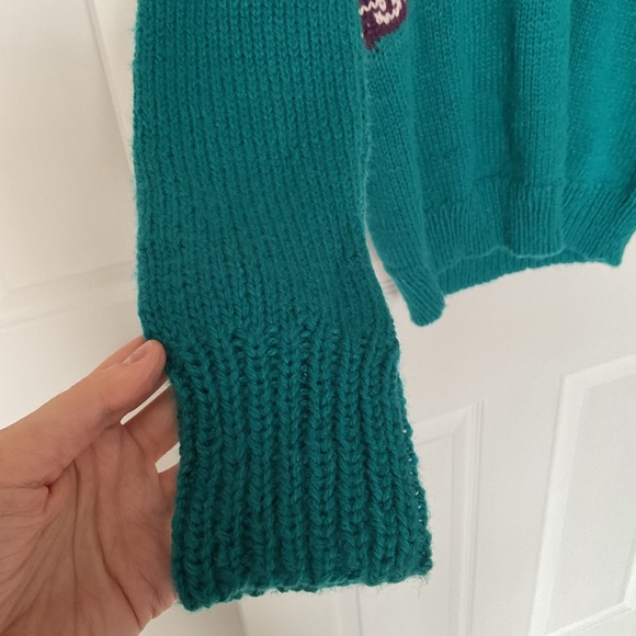 100% Alpaca Wool Teal Sweater - Picture 8 of 15